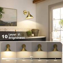 Wireless Charging Wall Lamp, Retro Gold Wireless Chargeable Wall Light With 15-Color Dimmable Detachable Bulb & Remote Control, 270° Adjustable Wall Lamp, Suitable For Bedrooms And Farmhouses - 15RGB - View 4