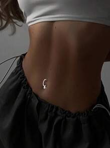 1 PIEZA Piercing de ombligo con forma de corazón de plata esterlina 925, anillo con barras curvas para perforación del Body, joyería corporal con botón de piercing de ombligo
