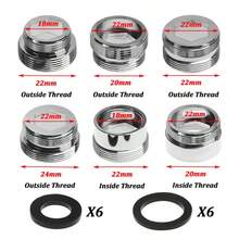 厨房水龙头适配器套装 18/20/22/24mm 转 22mm 带垫圈 金属公母接头 节水龙头起泡器连接器 浴室配件 厨房用品 厨房配件 厨房工具 - 銀色 - 查看 4