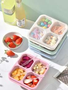 1 件零食盒、带透明盖的分隔式便当盒、可重复使用的成人餐食准备午餐盒、不含 BPA、4 格食物储存容器（适合工作旅行）、食物容器、午餐盒、成人午餐盒、食物储存、食物储存容器、食物收纳盒 - 多色 - 查看 2