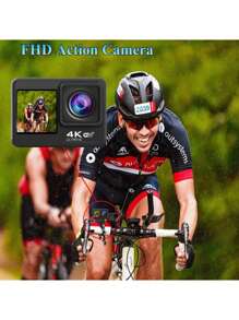 4K HD Sports Camera, Dual Screen Ultimate Experience With Rechargeable Battery, 32GB Memory Card And 170° Wide Angle Lens, Protective Case Included - Capture Your Adventures In Stunning Clarity And Detail, Extreme Sports, Modern Camera, Reliable Construction, Action Camera, Content Creators, Travel Vlogging, Compact Design, Highquality Lens, Adventure Seekers(Equipped With A 1050mAh High-Capacity Battery)
