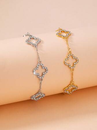 1 st Lucky Cubic Zirconia Clover Design Dammodearmband, överraskningspresent till födelsedag, mamma, flickvän eller dotter (ingen box)