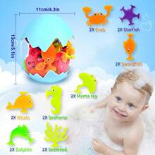 Children's Bath Toys With Suction Cups - 16pcs Silicone Ocean Animal Toys With No Holes, No Molds, And Sensory Window Building Toys For Toddlers, Suitable For Boys And Girls Aged 3-6 Years (Color And Style Random),Bath Toys No Hole,Toys For Girls,Pool Toys For Kids,Bath Toys>Water Toys,Bath Time,Window Toys