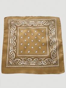 1 pieza Pañuelo bandana unisex estilo hip hop, banda para el cabello negra, pañuelo para el cuello, ropa deportiva, envolturas para la muñeca, pañuelo cuadrado estampado - Caqui - Ver 2