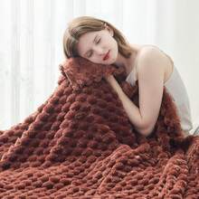 Super Soft King Blanket Pink Premium Silky Flannel Fleece 3D Ribbed Jacquard Lightweight Bed Blanket All Season Use (Pink Ribbed, King(90"X110")) - 咖啡 - 查看 1