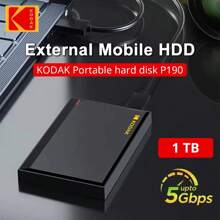 Kodak 1TB tragbare externe Festplatte mit 5 Gbit/s Hochgeschwindigkeit (120 MB/s), 2TB tragbare Festplatte für Spiele, kompatibel mit /PS3/PS2/PS1/Switch
