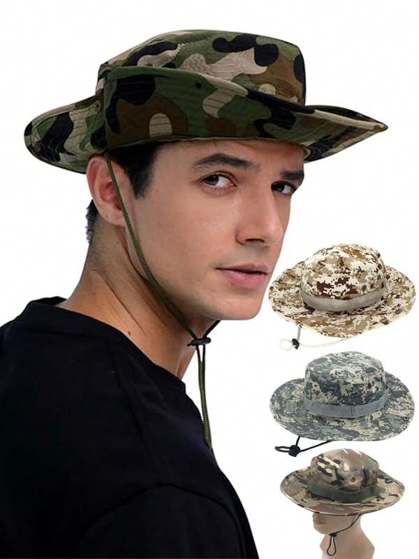 Unisex Outdoor Camouflage Sun Hat, Suitable For Travel, Hiking, Fishing