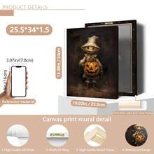 1pc Scarecrow With Pumpkin Wall Art Print Vintage Halloween Painting Spooky Decor Rustic Decor Dark Rustic Gothic Print Dark Victorian College Art For Home, Bedroom, Kitchen, Living Room, Bathroom, Hotel, Coffee Shop, Office Decoration, Halloween Wall Art, Modern, Vintage Home Decor Halloween Decor Fall Decor Room Decor