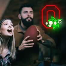 One Ohio State University Horse Chestnut Neon Light, USB-Powered Plastic Wall-Mounted Strip Light With Switch Control, Versatile Home Decor Suitable For Dorm Rooms, Bedrooms, And Fan Gifts.