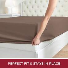 Mellanni King Fitted Sheet - Iconic Bedding Sheets With Up To 16 Inch Deep Pocket - Soft & Cooling - Fade & Stain Resistant - 1 PC (King, Light Blue) - 1877 Dark Taupe - 查看 5