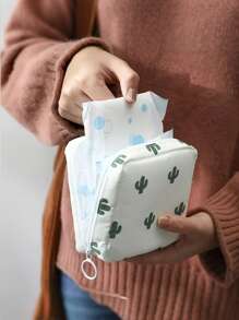 1pc Cute Sanitary Pad Storage Bag, Portable For Makeup Items, Coins And Small Essentials, Durable, Easy To Clean And Carry, Interesting Design Zipper Storage Pouch
