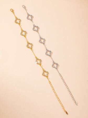 1 st Lucky Cubic Zirconia Clover Design Dammodearmband, överraskningspresent till födelsedag, mamma, flickvän eller dotter (ingen box)