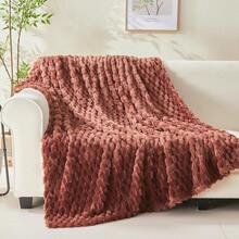 Super Soft King Blanket Pink Premium Silky Flannel Fleece 3D Ribbed Jacquard Lightweight Bed Blanket All Season Use (Pink Ribbed, King(90"X110")) - 咖啡 - 查看 8