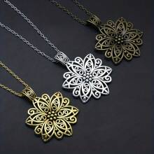 Vintage Hollow Big Flower Pendant Necklace Sweater Chain Floral Design Stylish Retro Victorian Lacework Floral Choker Boho Jewelry For Women Men Mother, Wife, Sister Accessories
