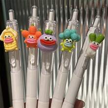 1 Pack Black Quick Drying Ballpoint Pen; 1 Pack Flower Decor Push-Type Ballpoint Pen, Random Color, Gift For Friends & Family For Back To School