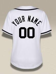 Women's Solid Color Custom Baseball Jersey Double-Sided Printed, White Baseball Shirts Uniform Personalized Team Name Number, Baseball Jersey T-Shirt Gift For Mom, 100% Polyester Quick-Dry Ventilate Softball Jerseys For Outdoor Sports
