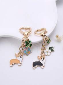 1 件金属幸运草香花吊坠柯基犬钥匙扣可爱狗汽车钥匙扣珠宝包吊坠适合最好的朋友的幸运礼物学校汽车配件可爱哥特 Y2k - 彩色 - 查看 5