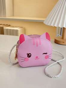 1 szt. PU zapięcie na suwak modna kreskówka mrugający kot słodka portmonetka na monety, jednoramienna okrągła torba crossbody koreańska mini torba na wyjścia, niszowy design, wygodny i uniwersalny pasek na ramię, nadaje się na codzienne wyjścia i zabawę, to dobry wybór na prezenty - Portmonetka w kształcie kota - Zobacz 12