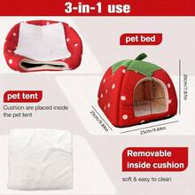 PETSIN 1 件套小动物专用床,藏身温暖羊毛抱杯,可洗冬季睡眠屋,适合小宠物/雪貂/龙猫/刺猬(草莓风格),S 码,有多种颜色可供选择。 - 彩色 - 查看 14