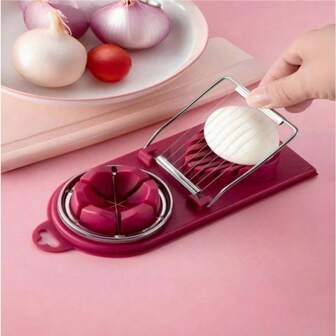 1pc 2-In-1 Stainless Steel Egg Slicer - A Multipurpose Kitchen Tool That Can Perfectly Slice Eggs, Fruits, Etc. - Durable Manual Egg Separator Tool, Reusable Slicer, Kitchen Tool, Kitchenware