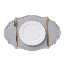 Manteles Individuales ovalados de piel sintética, tapetes de vajilla de crema nórdica, tapete para mesa de café con aislamiento de lujo, almohadilla para café, 1/4/6 Uds. - EN crema - Ver 8