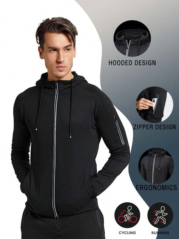 Mens Compression Workout Long Sleeve Shirts Tight Athletic Running Training Hoodie, Quick Dry Activewear, Spring/Autumn