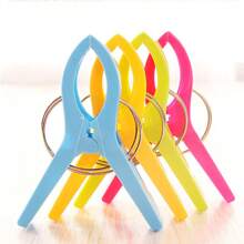 4pcs/Pack Colorful Plastic Windproof Clothespin, Suitable For Securing Beach Towels On Chairs, Durable Plastic Clips, Multi-Purpose Hangers, Yellow, Blue, Green, Red Colors, Protect Your Beach Towels From Wind, Ideal For Vacation, Poolside, Travel-Friendly Accessory