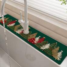 1 件圣诞水槽水龙头吸水垫，圣诞树风格排水垫，厨房、浴室水槽、台面、排水垫、硅藻土洗脸盆、可切割快干垫。 - 多色 - 查看 2