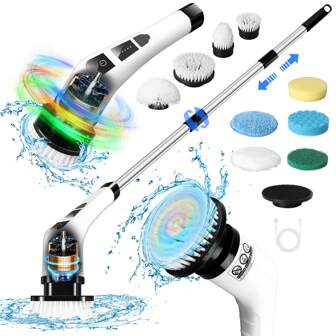 IAGREEA Electric Cleaning Brush Sets, Electric Spin Scrubber, Deep Cleaning Brush Set For Kitchen - Multi-Surface Scrubber With Silicone Bristles, Ergonomic Handle & Compact Design, Gentle Yet Effective Cleaning Tools, 1500mAH