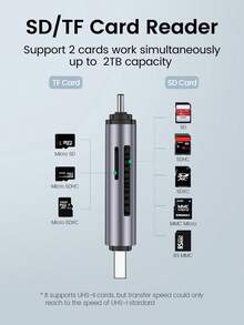 UGREEN USB 内存 SD 卡读卡器 C 型 USB 3.0 转 SD TF Micro SD 适配器适用于笔记本电脑 Android 手机 OTG 智能二合一 SD 读卡器兼容 15 16 - 灰色 - 查看 2