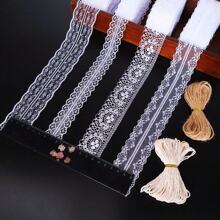 Boho Spitzen Trimm Set: 4 Stile je 10M - Zacken/Diamant Strukturen + praktisches Baumwoll/Juteband für Braut Bastelset, Geschenkverpackung, Collage Deko, Makramee Wandbehänge