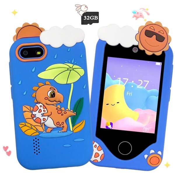 2.8 Inch Kids Smart Touchscreen Phone Toy For Boys & Girls Ages 3-12, Dual Camera, Fun Games & Music Player, Perfect Christmas & Birthday Gift (With 32GB Card)