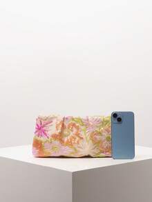 花卉包、亮片包、新娘派对女士手拿包、舞会包、舞会配饰、优雅女士包、婚礼用品、随机图案闪亮舞会钱包