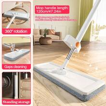平板拖把，含六块正品抹布，360 度旋转，可重复使用拖把垫，轻松免手洗，强吸水性，干湿两用，适用于硬木地板、厨房、客厅、浴室、汽车，汽车清洁刷 - 彩色 - 查看 17