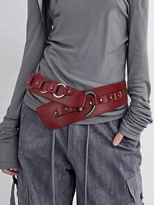 1 件女士新款街头朋克风格腰带，红色装饰裙子腰带 - 一件 - 查看 9