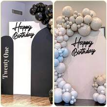 1 件黑漆镂空木质生日快乐字母标牌，复古乡村生日派对装饰背景墙照片道具 - 黑色 - 查看 3