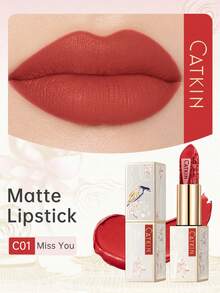 CATKIN Dreamworld Carving Love Poems Lipstick Waterproof Long Lasting Satin Moisturizing Smooth Soft 3.6g C01 Miss You