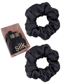 2 STüCK BOX 100% Natürliche Seide Einfarbige Haargummis Hochwertige Haarscrunchies (19 Momme) Große Haarbänder Haaraccessoires Frauen