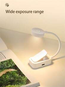 1 pieza Luz de libro con clip ajustable de color LED, lámpara de escritorio portátil para oficina, dormitorio, sala de juegos, luz nocturna pequeña, regalo perfecto de Navidad (baterías no incluidas), diseño minimalista, ligero, iluminación LED ahorradora de energía, imprescindible para usuarios de oficina