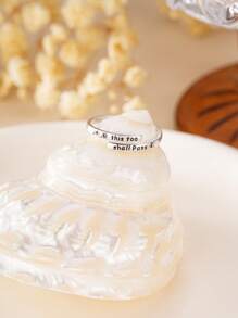 1 Stück Retro personalisierte Schmuckgeschenkbox aus Silber mit Motto "This Too Shall Pass", S925 Sterlingsilber Unisex Ring, geeignet für Paare, Geschenke, Feiertage, Strandurlaub, Partys, Abschlussbälle, Musikfestivals