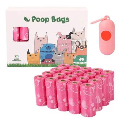 180 Bags/12 Rolls Thick Plastic Pet Dog Waste Pickup Kit, New Cute Strawberry Pattern, Outdoor Dog Walking And Potty Bagging Set, Dog Poop And Trash Bag Collection (Pettailbliss), Home Decor, Party & Christmas Storage