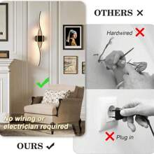 LED Modern Rechargeable Wall Sconce Battery Operated Mirror Light Home Decor Fixtures Set Wall Lights Home Decor Fixtures For Living Room With Remote Control, Dimmable/Night-Light/Memory, Black Modern Wireless LED Sconce Luxury Home Decor For Living Room Led Wall Sconce Hallway Bedroom 40CM/60CM(1/2 Packs 4000mAh)