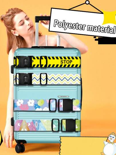 1 件可调节多功能彩色安全行李带，活力设计行李带无锁，易于使用 PP 扣，方便存放和携带，适合无忧无虑的旅行和防盗，可用于行李、帐篷、防潮垫、背包、旅行装备、被子、瑜伽垫、腰带、腰带、家庭捆绑等。用于学校的袋子学校配件学校用品