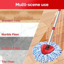 Spin Mop Replacement Head Compatible With O Cedar Rinseclean 2 Tank System,4 Mop Heads +1 Mop Handle +1 Mop Base, Microfiber 100% Mop Refills, 30-58in Mop Stick Easy-To-Replace (Blue 2 Tank) - 藍色 - 查看 10