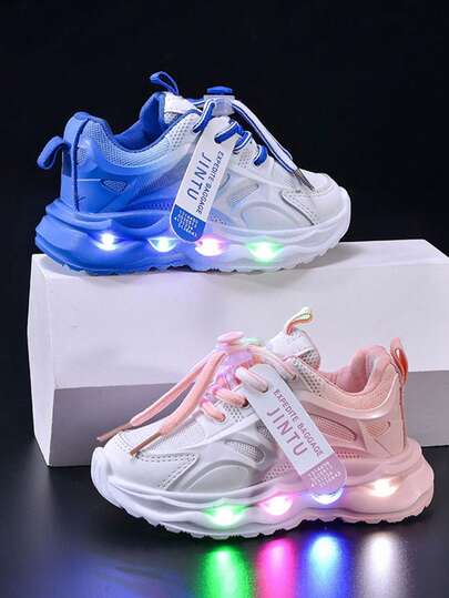 Kids' Fashionable Casual Athletic Shoes With Flashing Lights, Suitable For Boys & Girls, All Seasons
