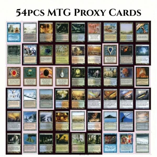 MTG 54pcs Black Core Magic The Gathering Cards P9 Dual Land Fetch Land Shock Lands Proxy Cards