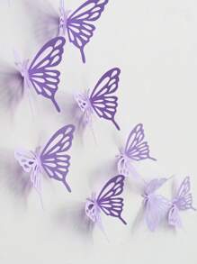 20 pièces Papillons violets découpés au laser creux, décoration murale de fête de mariage, fleurs décoratives, autocollantes