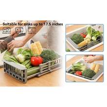 Trbcreation Adjustable Over-The-Sink Dish Rack With Stainless Steel Drain Basket – Telescopic, Space-Saving, Portable Drying Rack For Fruits & Vegetables - 1 - 查看 8
