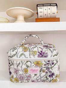 1 件精致粉色花卉化妆包，灯芯绒花卉化妆包，花卉美学，休闲大容量便携式拉链化妆包，女生化妆包，护肤化妆包，适合家庭、女性、女孩和学生，节日礼物，生日礼物，圣诞节礼物，适合送给朋友和妈妈。旅行必需品假期夏季返校学校用品包，适合学校旅行包，女士化妆包，适合旅行