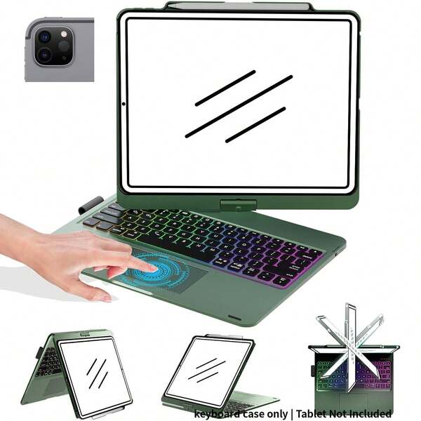 Keyboard Case For IPad Air 13-Inch(M3/M2)&IPad Pro 13 Inch (M4),IPad Pro 12.9-Inch (6th/5th/4th/3rd Gen) With Multi-Touch Trackpad,360°Rotatable,7 Colors Backlight,Pencil Charging
